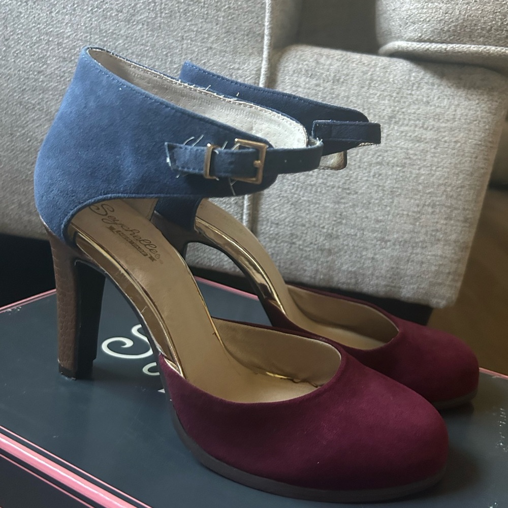 Seychelles Blue and Burgundy Heels